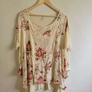 Free People Cream Floral Top